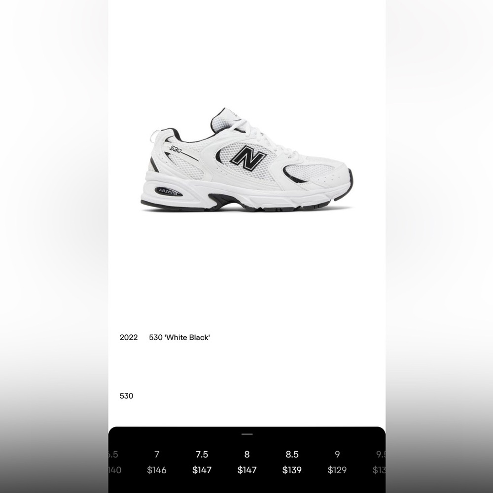 New Balance 530 White Black Size 7 Women’s